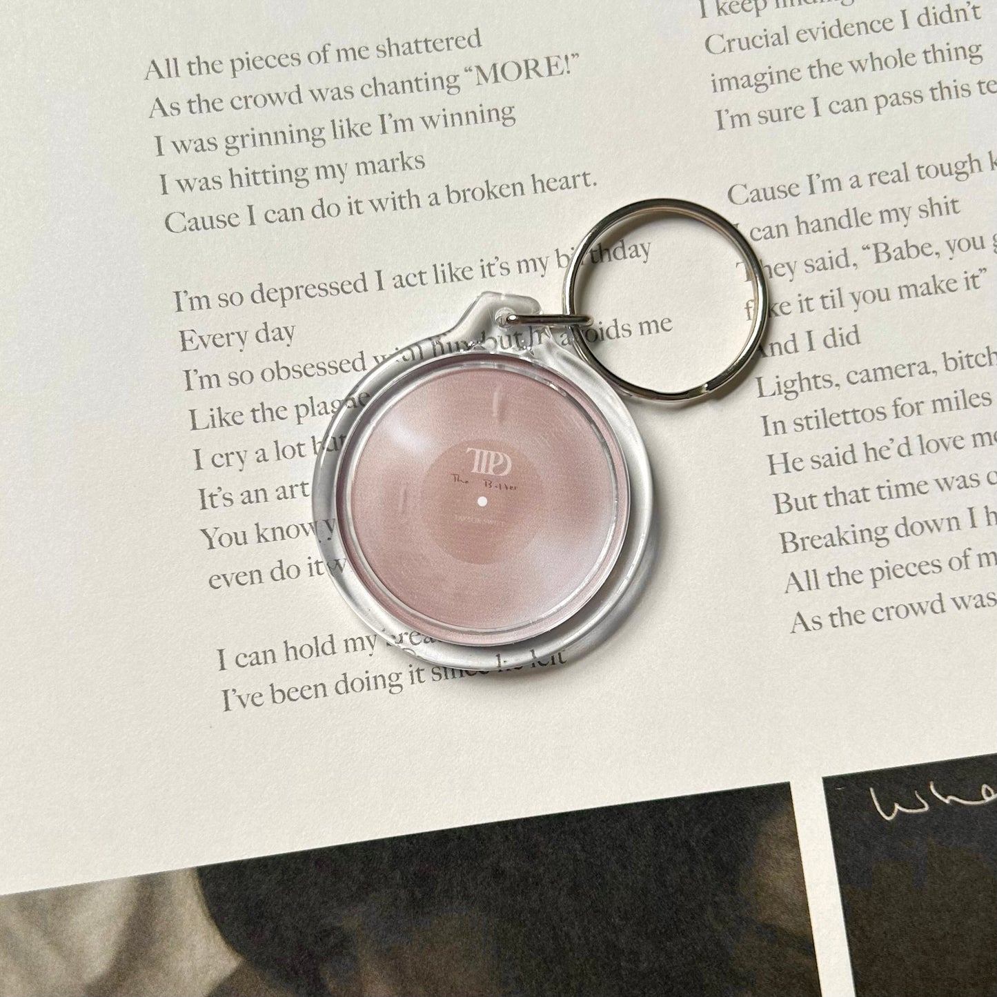 tortured poets vinyl keychains