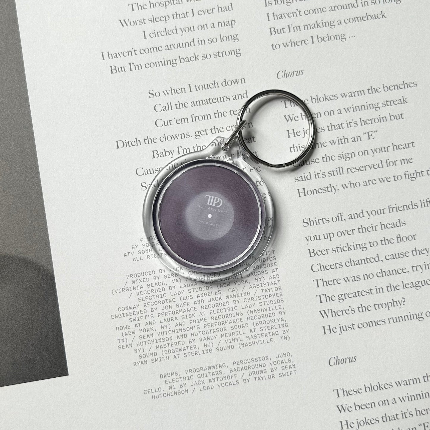 tortured poets vinyl keychains