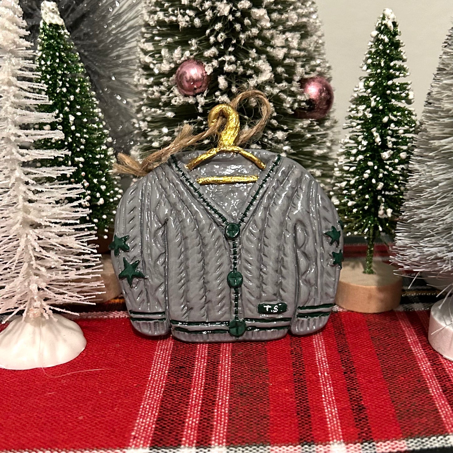 grey cardigan tree ornament