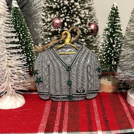 grey cardigan tree ornament