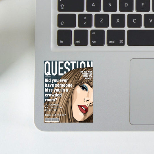 question magazine sticker