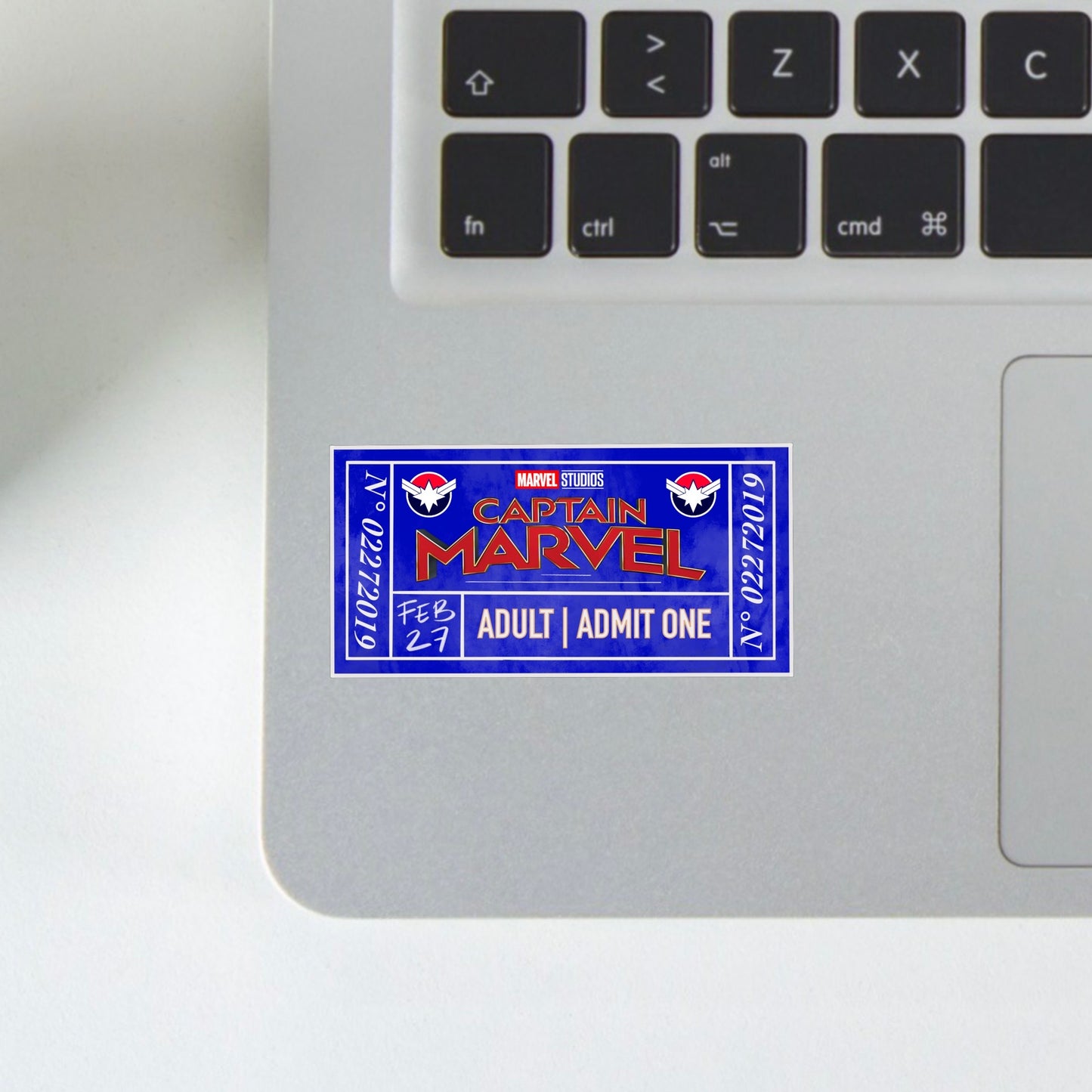 capt. marvel ticket sticker