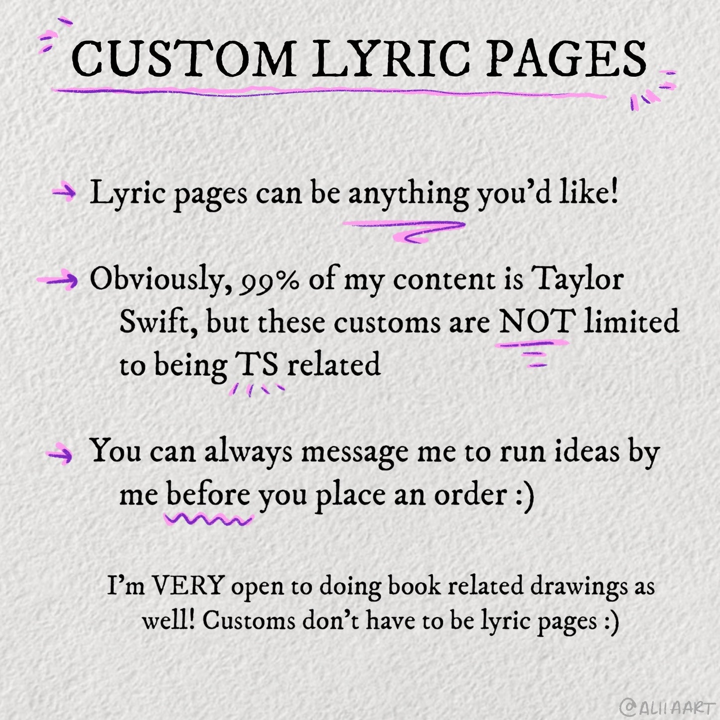 custom lyric pages